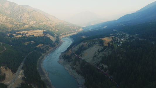 Fraser River Interior BC Valley Train Passing